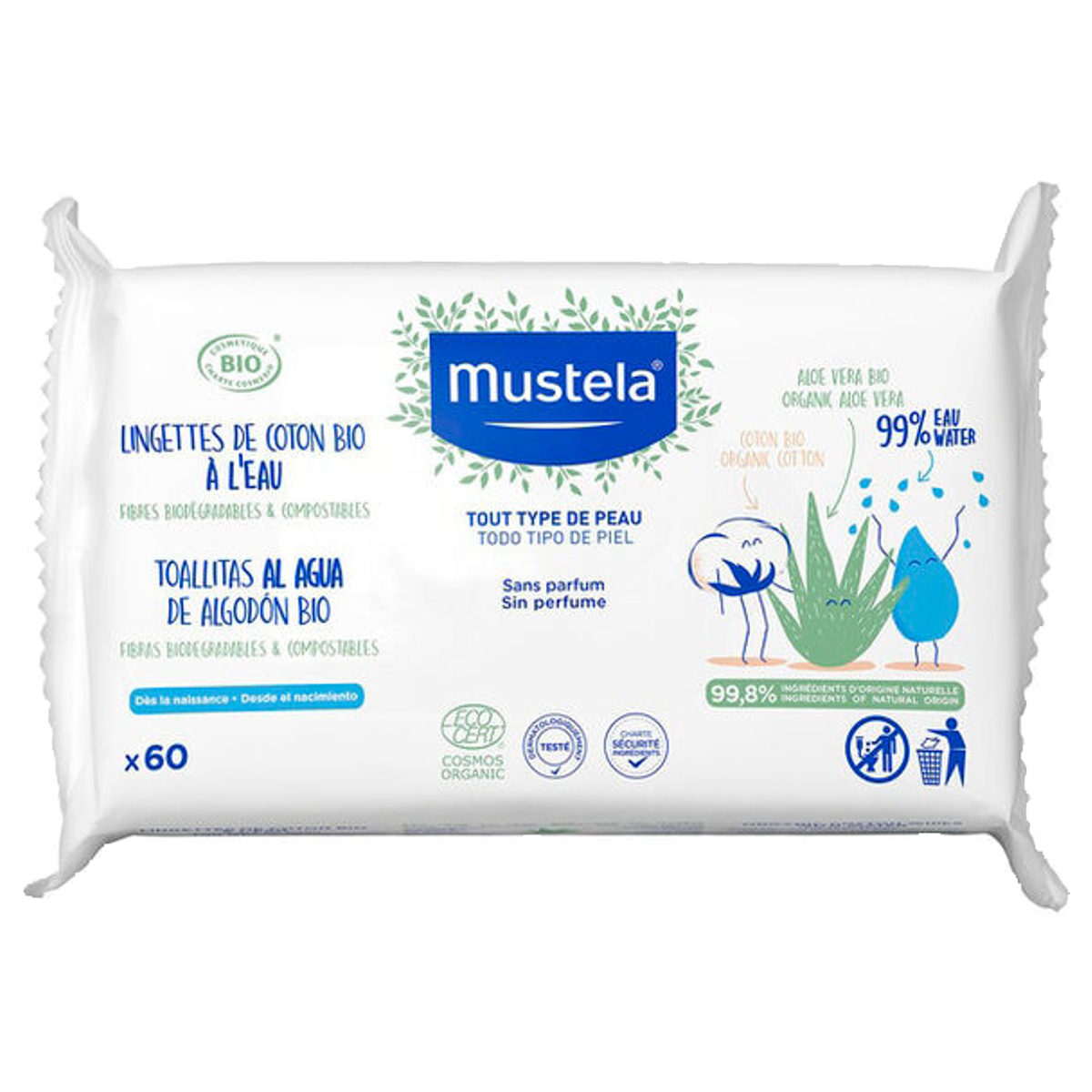 Mustela Reinigungstücher Wasser Bio 60 Stk Mustela Reinigungstücher Wasser Bio 60 Stk