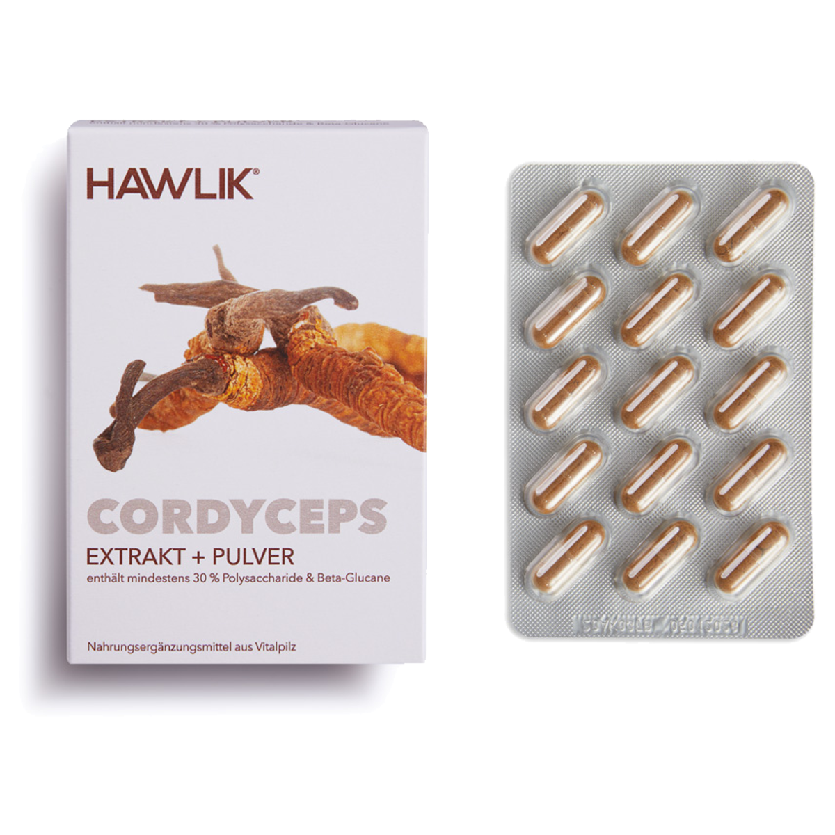 Hawlik Cordyceps Extrakt + Pulver Kapseln 60 Stück Hawlik Cordyceps Extrakt + Pulver Kapseln 60 Stück