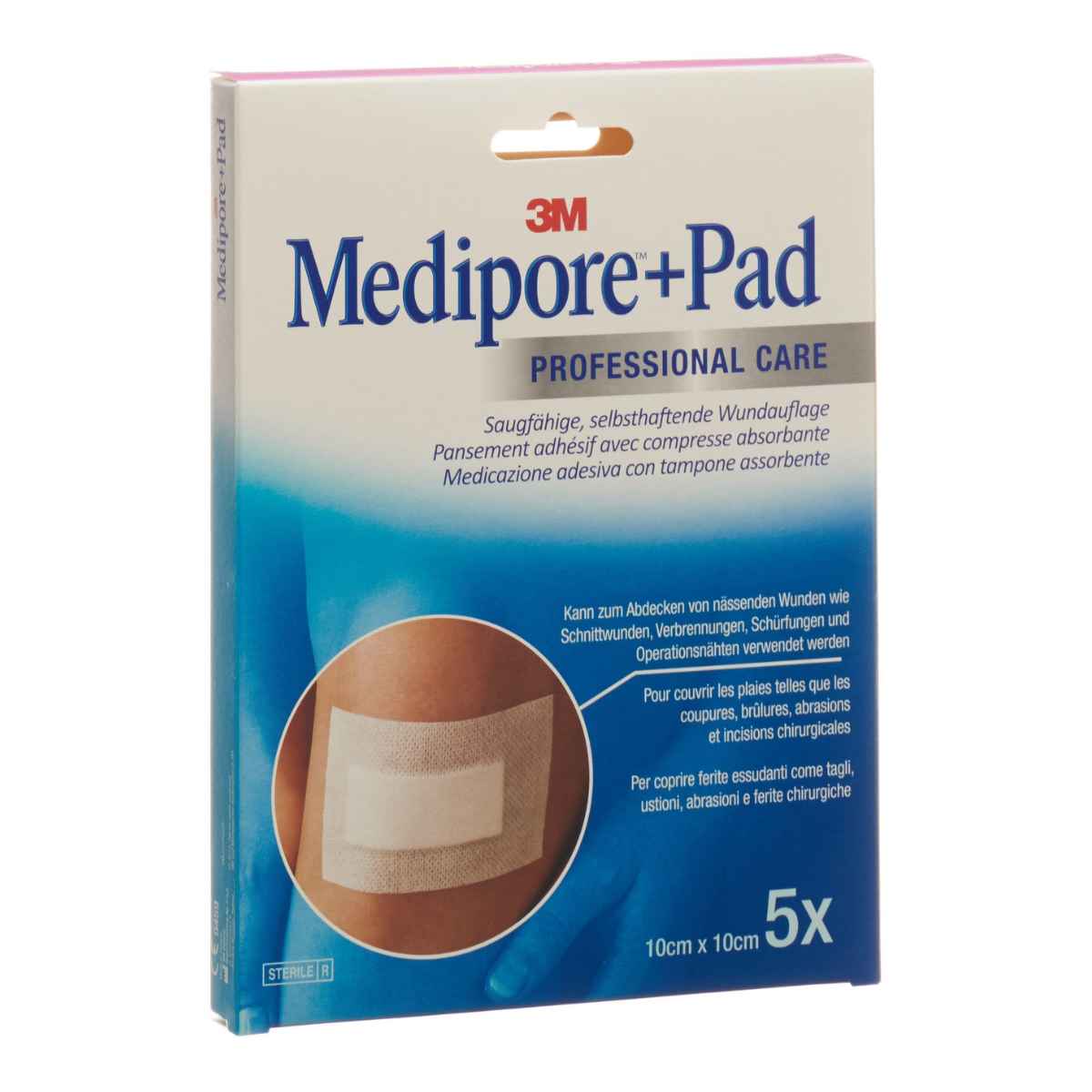 Image of 3M MEDIPORE+PAD 10x10cm Wundkissen 5x5.5cm 5 Stück