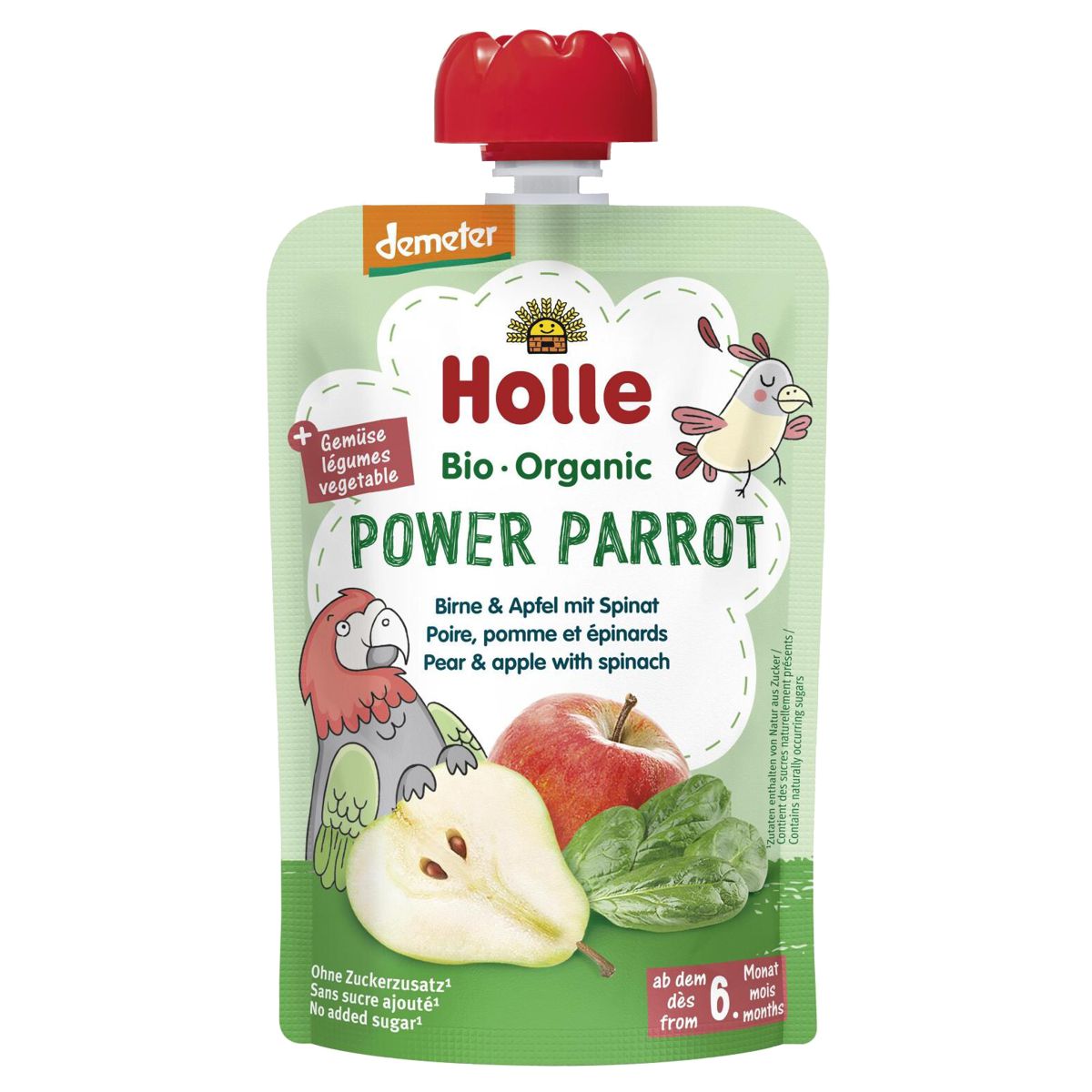 Holle Power Parrot Pouchy Birne Apfel Spinat 6x 100 g Holle Power Parrot Pouchy Birne Apfel Spinat 6x 100 g