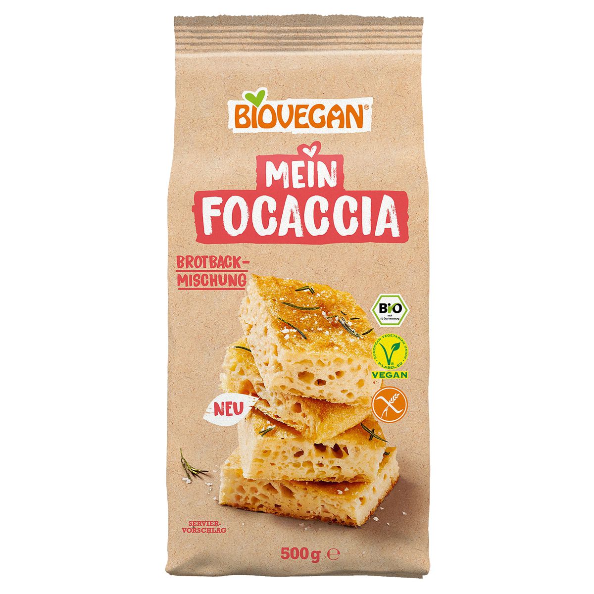Biovegan Mein Focaccia Brotbackmischung vegan 500 g