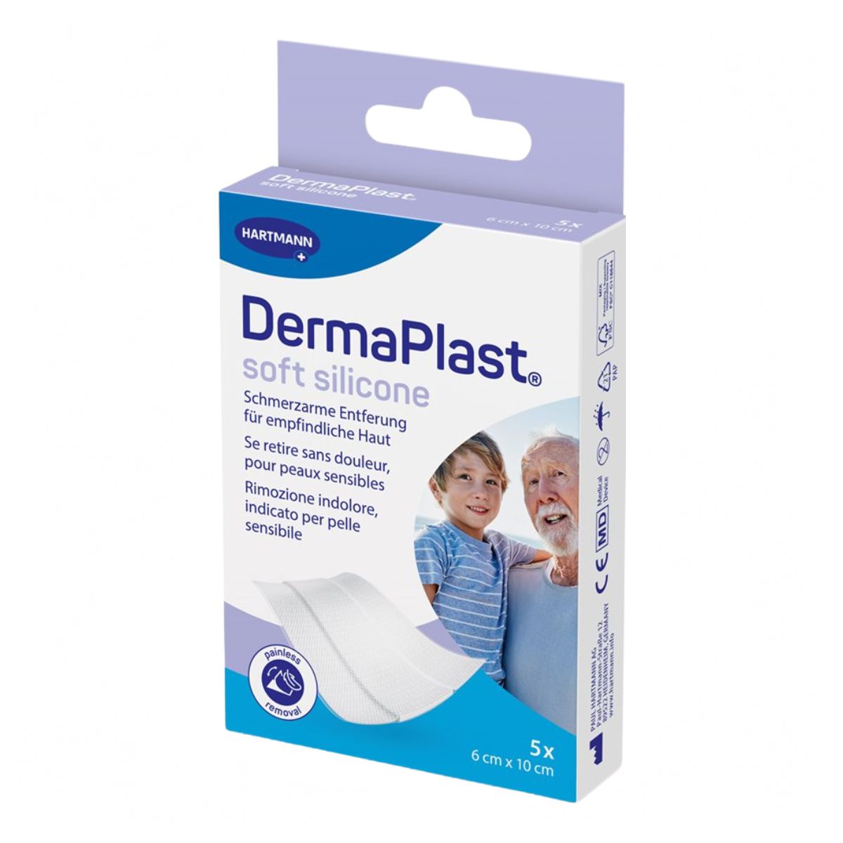 DERMAPLAST Soft Silicone 6x10cm 5 Stk