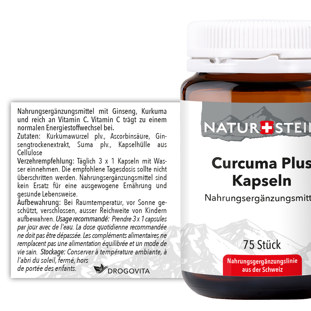 Naturstein Curcuma plus mit Ginseng, Kurkuma, und Vitamin C