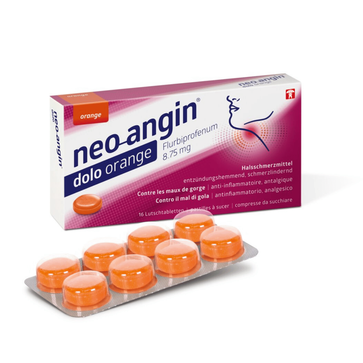 Neo-Angin dolo Lutschtabletten 8.75 mg Orange 16 Stück Neo-Angin dolo Lutschtabletten 8.75 mg Orange 16 Stück