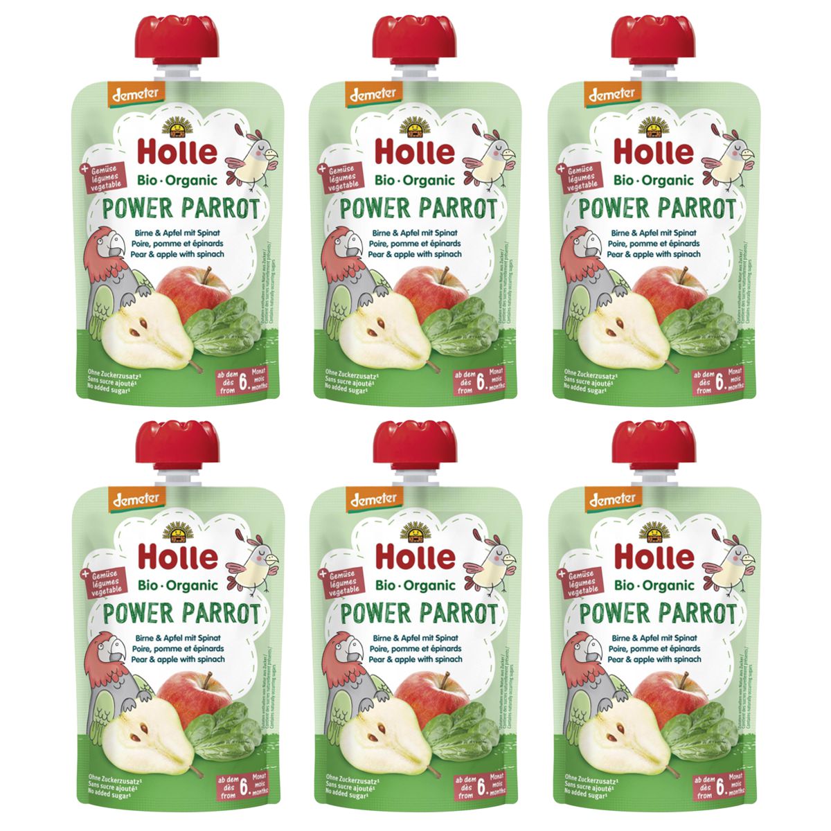 Holle Power Parrot Pouchy Birne Apfel Spinat 6x 100 g Holle Power Parrot Pouchy Birne Apfel Spinat 6x 100 g