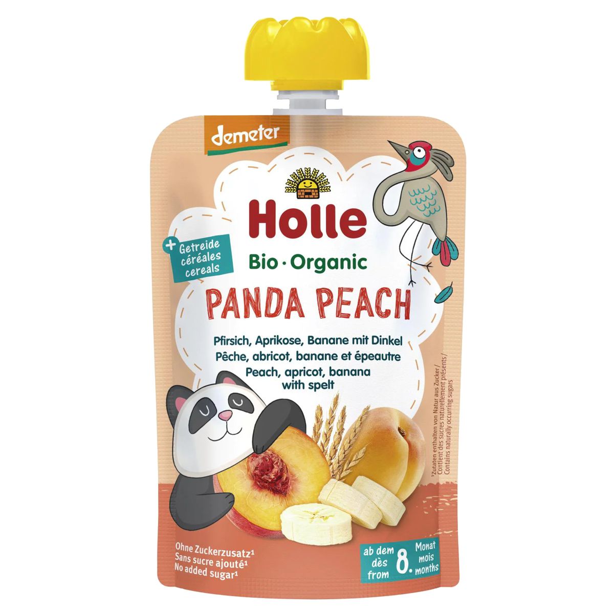 Holle Panda Peach Pouchy Pfirsich Aprikose Banane und Dinkel 6x 100 g Holle Panda Peach Pouchy Pfirsich Aprikose Banane und Dinkel 6x 100 g