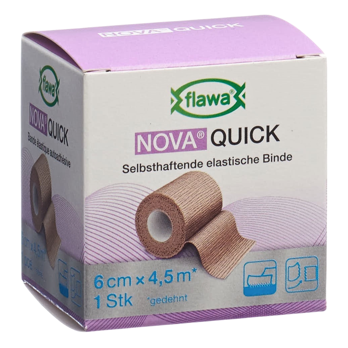 Image of Flawa Nova Quick kohäsive Reissbinde 6 cm x 4.5 m hautfarbe