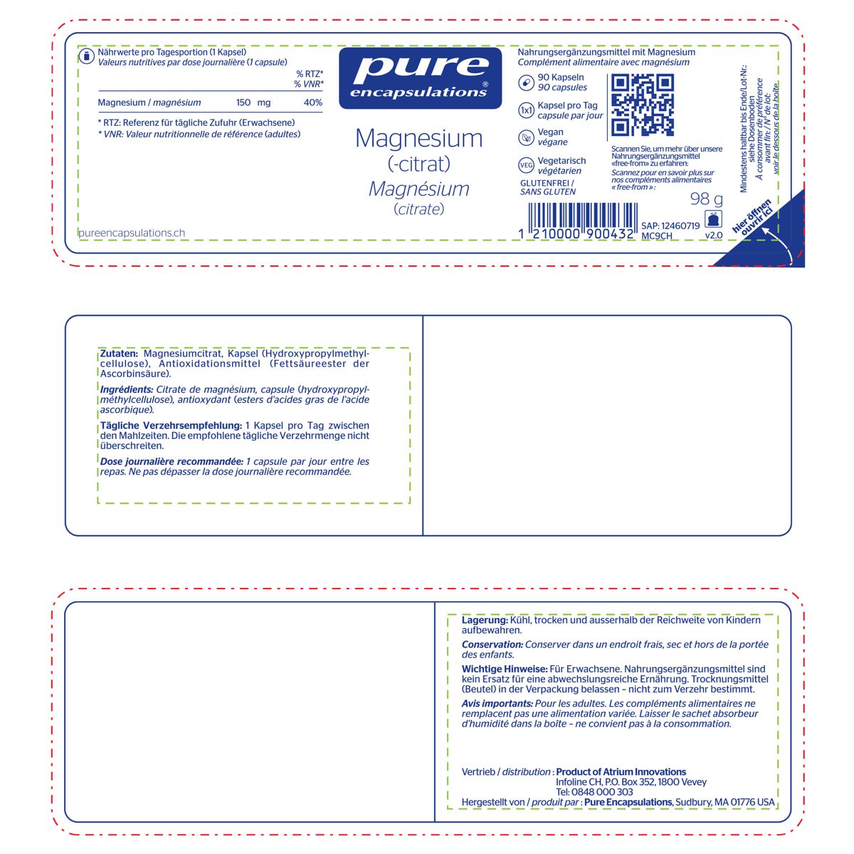 Pure Magnesium Citrat Kapseln Dose 90 Stück Pure Magnesium Citrat Kapseln Dose 90 Stück