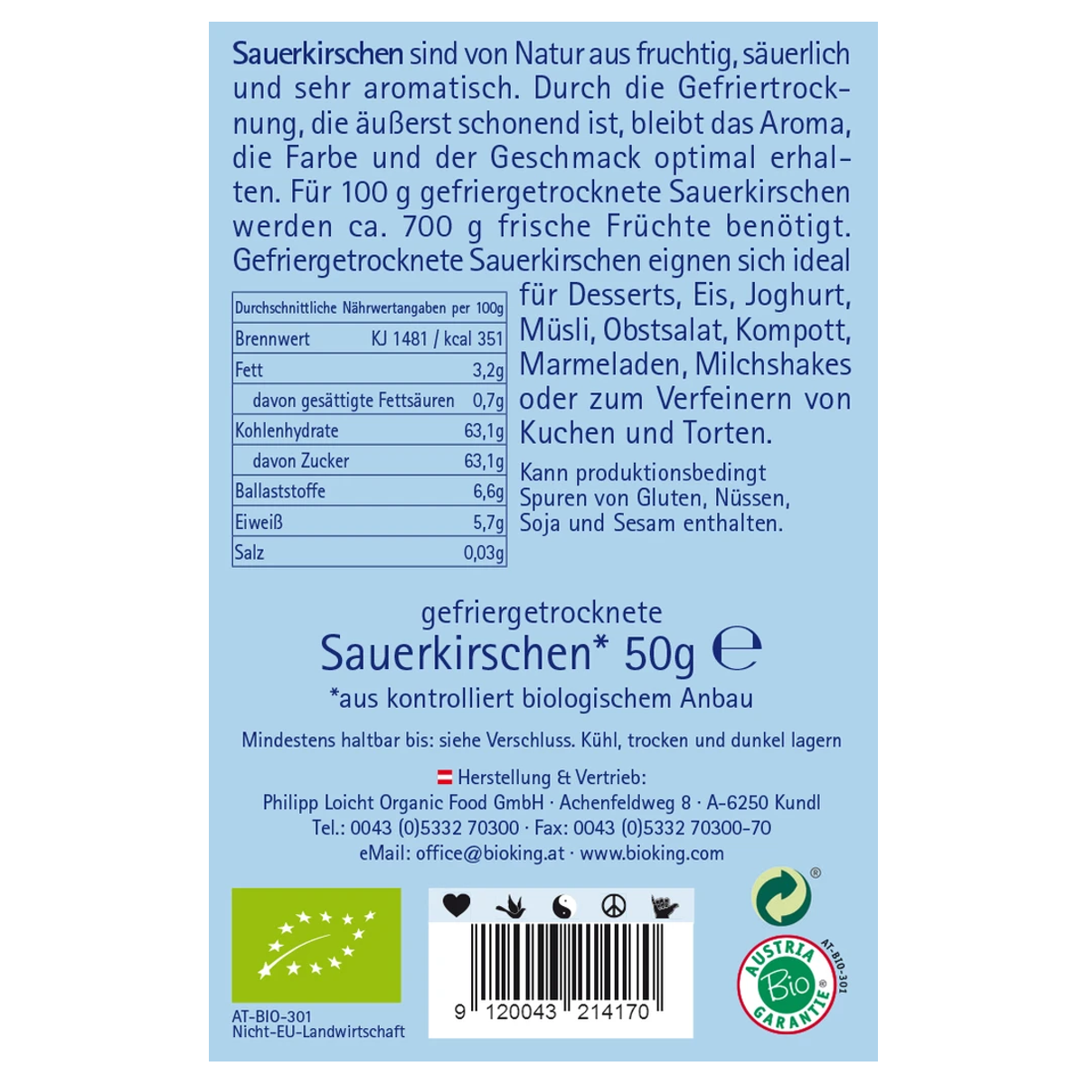 Bioking Sauerkirschen gefriergetrocknet Bio 50 g Bioking Sauerkirschen gefriergetrocknet Bio 50 g