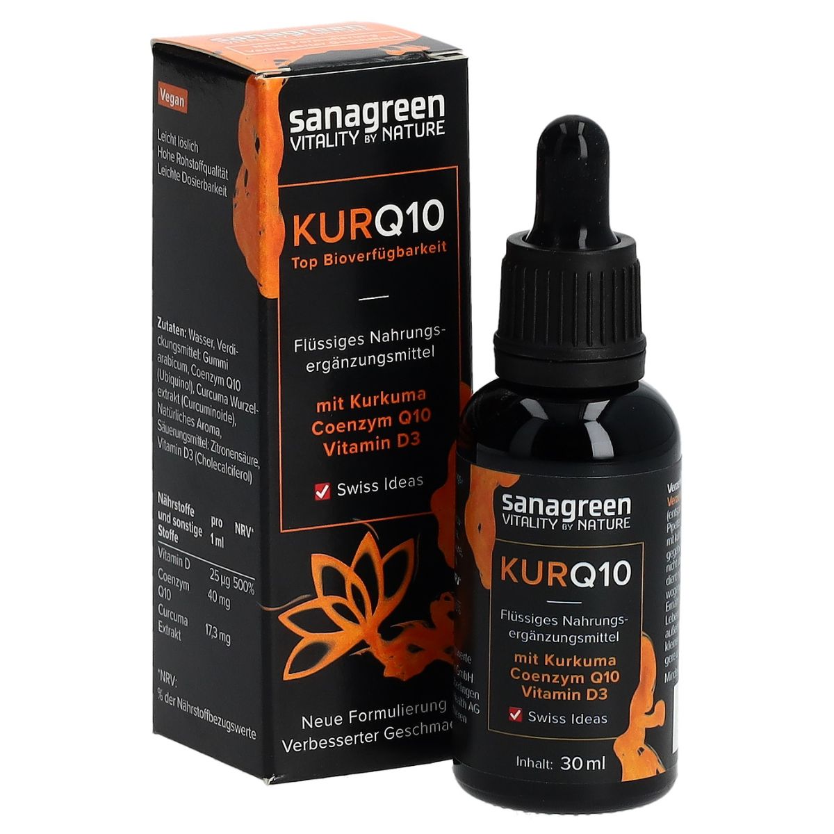 KURQ10 SANAGREEN Curcuma avec Q10 et D3 30 ml