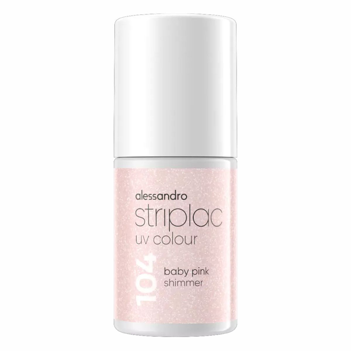 Image of Alessandro Striplac UV Colour 104 Baby Pink Shimmer 6.5 ml