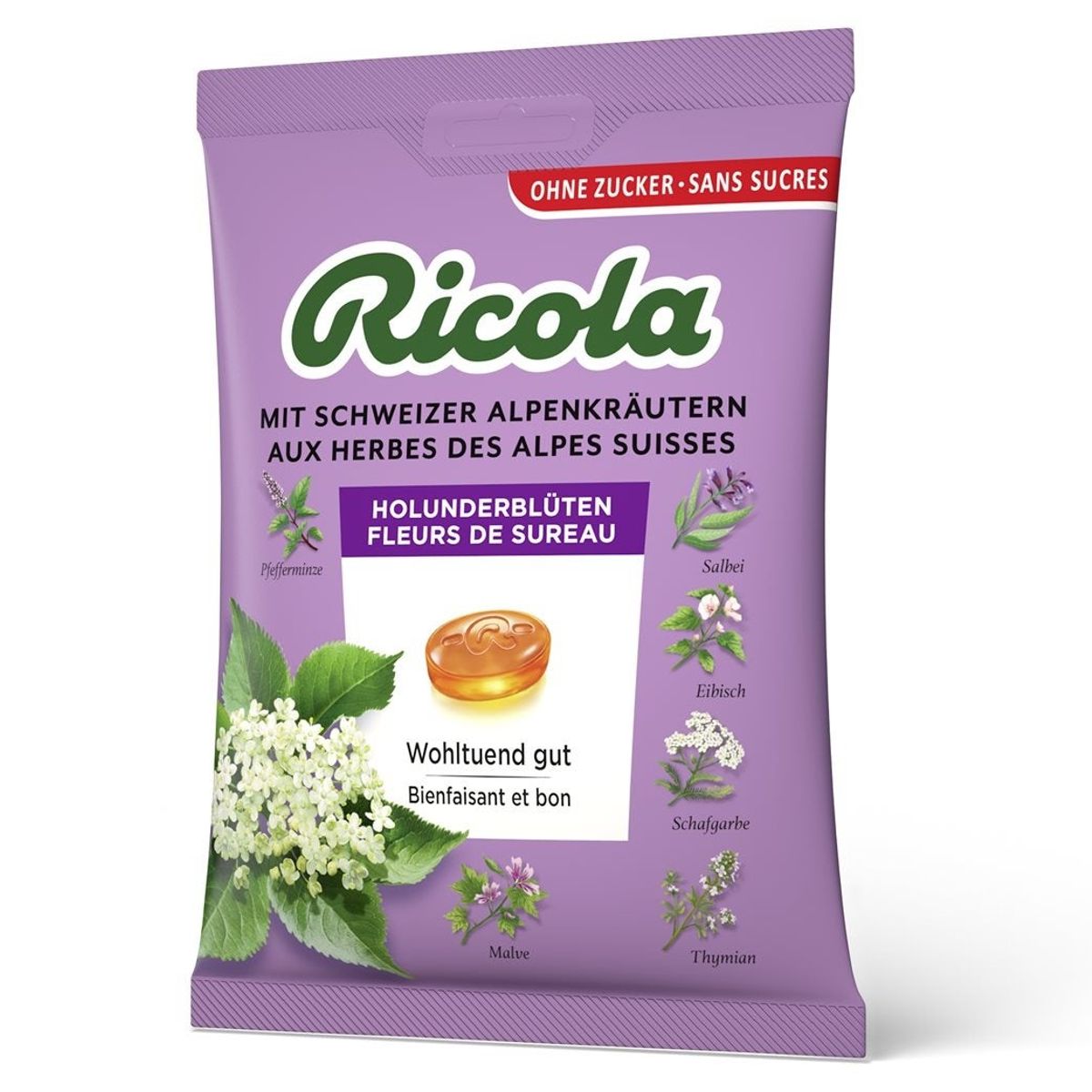 Ricola Holunderblüten Bonbons ohne Zucker Beutel 125 g Ricola Holunderblüten Bonbons ohne Zucker Beutel 125 g