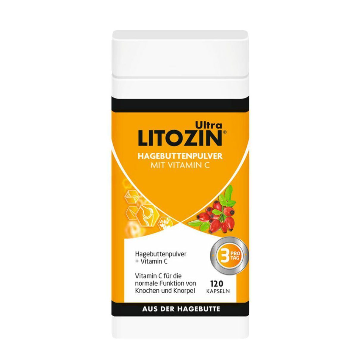 Litozin Hagebuttenpulver Kapseln 120 Stück mit Vitamin C Litozin Hagebuttenpulver Kapseln 120 Stück mit Vitamin C