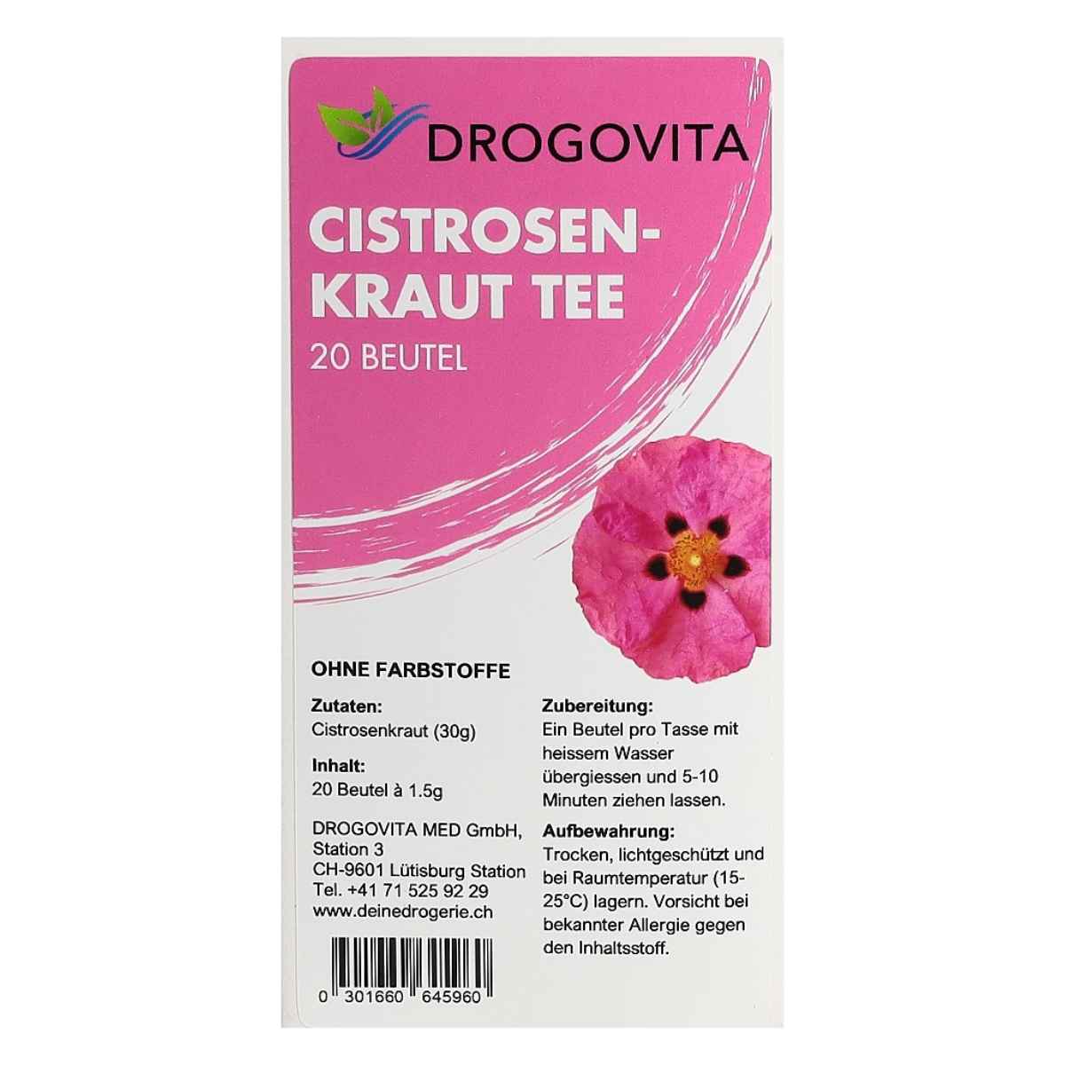 DROGOVITA Tisane de ciste sachets 20 pièces DROGOVITA Tisane de ciste sachets 20 pièces