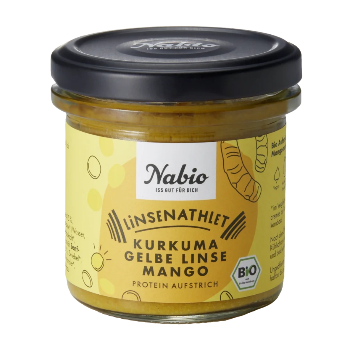 Pâte à tartiner protéinée Nabio Lentilles jaunes Curcuma Mangue 140 g Pâte à tartiner protéinée Nabio Lentilles jaunes Curcuma Mangue 140 g
