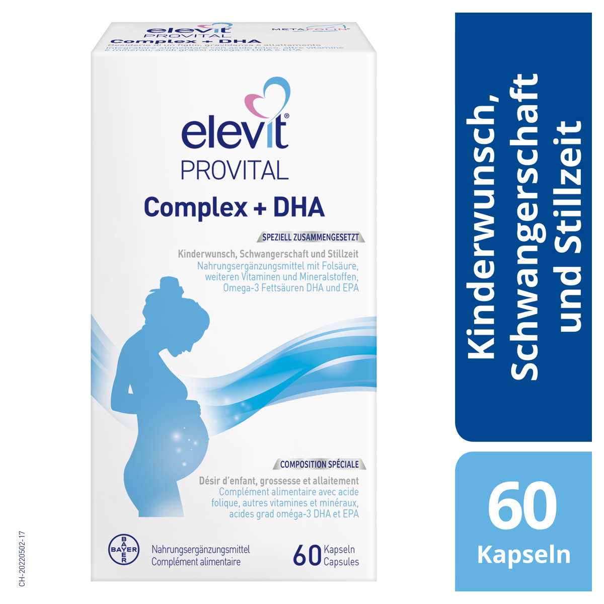 Elevit Provital Complex + DHA Multivitaminpräparat bei Kinderwunsch und für die Schwangerschaft und Stillzeit