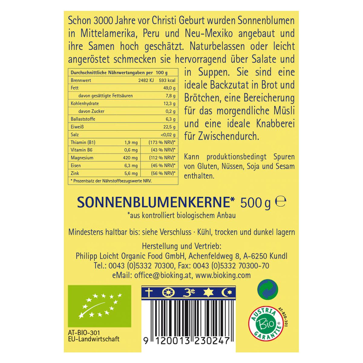 Bioking Sonnenblumenkerne 500g