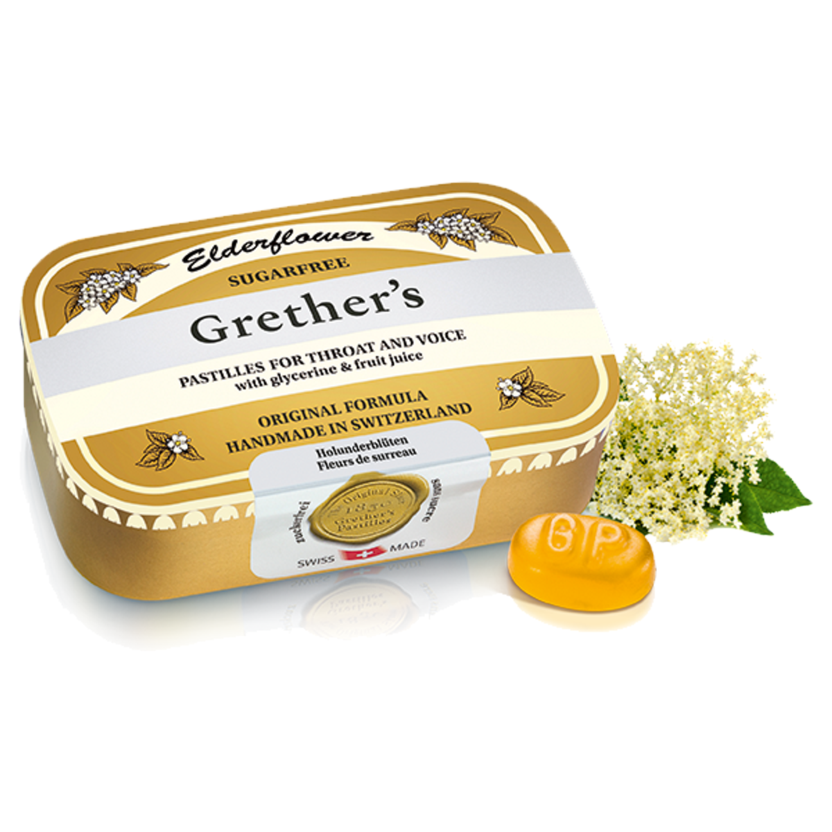Grethers Elderflower Pastillen ohne Zucker 110 g Grethers Elderflower Pastillen ohne Zucker 110 g