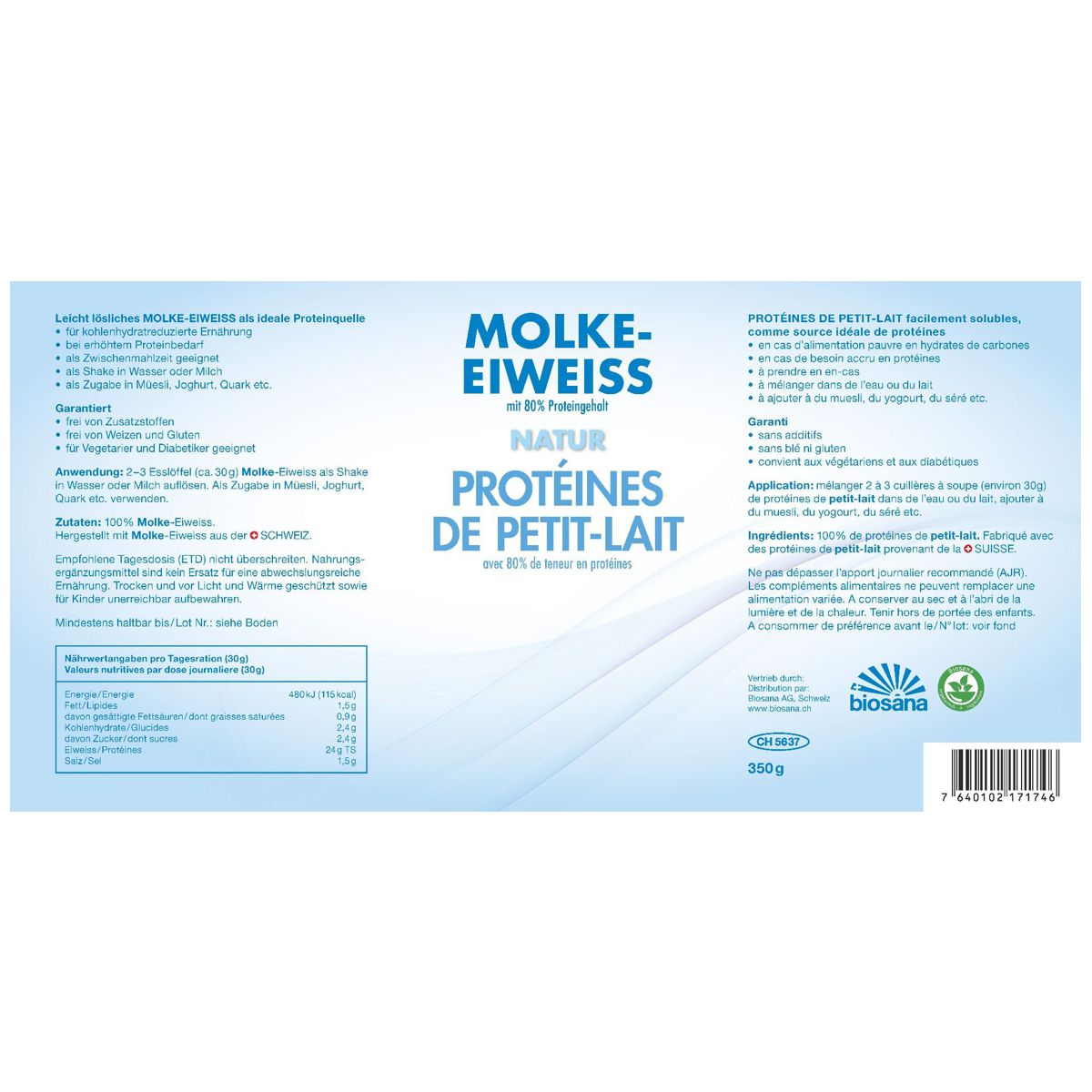 Biosana Molke Eiweiss Pulver Natur 350 g Biosana Molke Eiweiss Pulver Natur 350 g