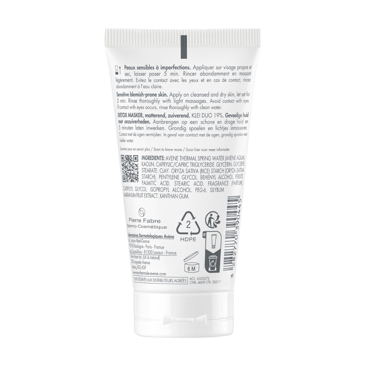 Avène Cleanance Detox Maske 50 back Avène Cleanance Detox Maske 50 ml back