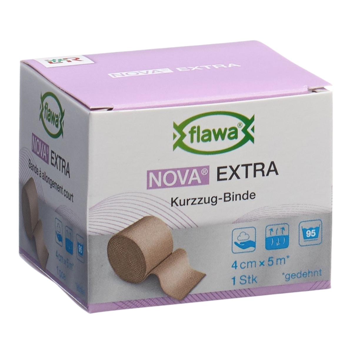 Flawa Nova Extra Kurzzugbinde 4 cm x 5 m hautfarbe