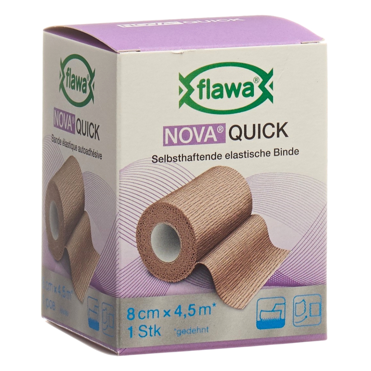 Flawa Nova Quick kohäsive Reissbinde 8 cm x 4.5 m hautfarbe
