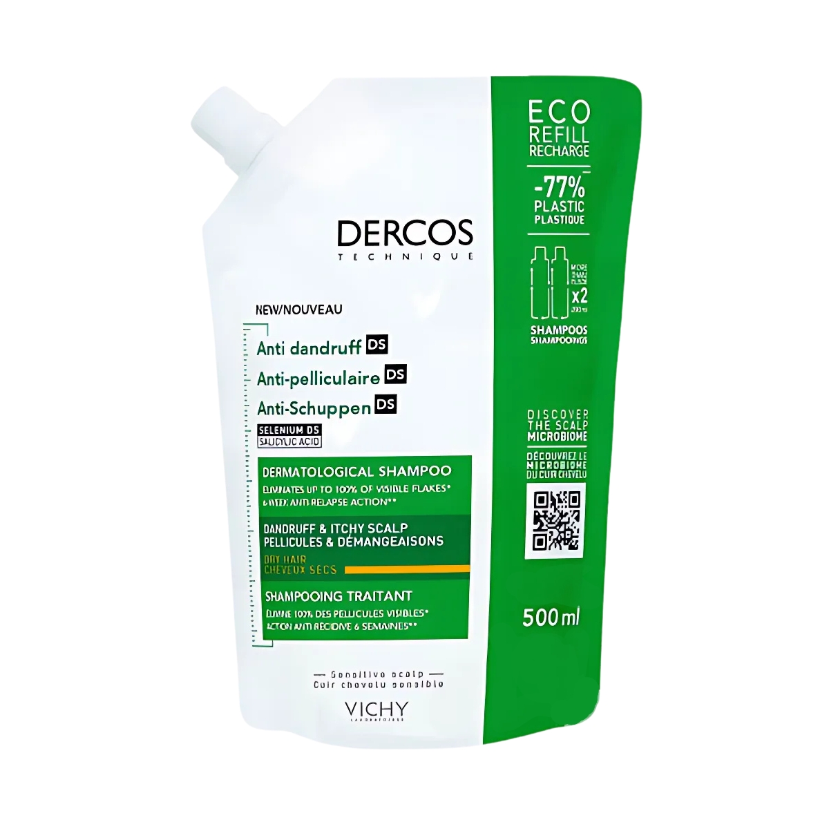 Vichy Dercos Anti dandruff DS Shampoo trockene Haare refill 500 ml Vichy Dercos Anti dandruff DS Shampoo trockene Haare refill 500 ml