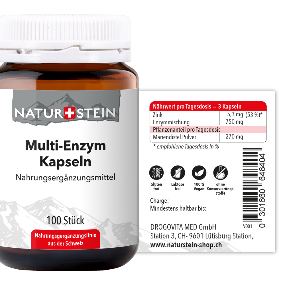 Naturstein Multi- Enzym Kapseln 100 Stück Naturstein Multi- Enzym Kapseln 100 Stück