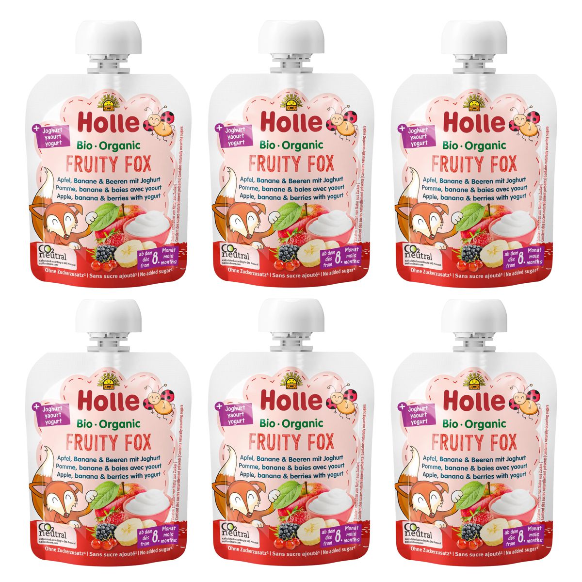 Holle Fruity Fox Apfel Banane & Beere mit Joghurt 6x 85g Holle Fruity Fox Apfel Banane & Beere mit Joghurt 6x 85g