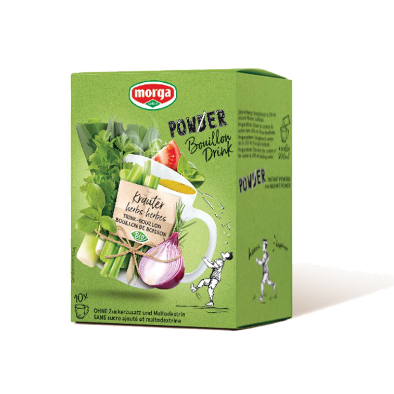 Image of MORGA PowerPowder BouillonDrink Kräuter Bio 10 Beutel 4 g