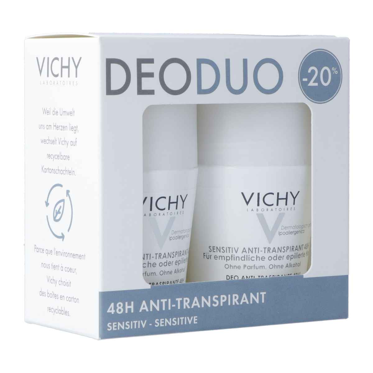 Vichy Déodorant peau sensible Anti-transpirant roll-on 2x 50 ml
