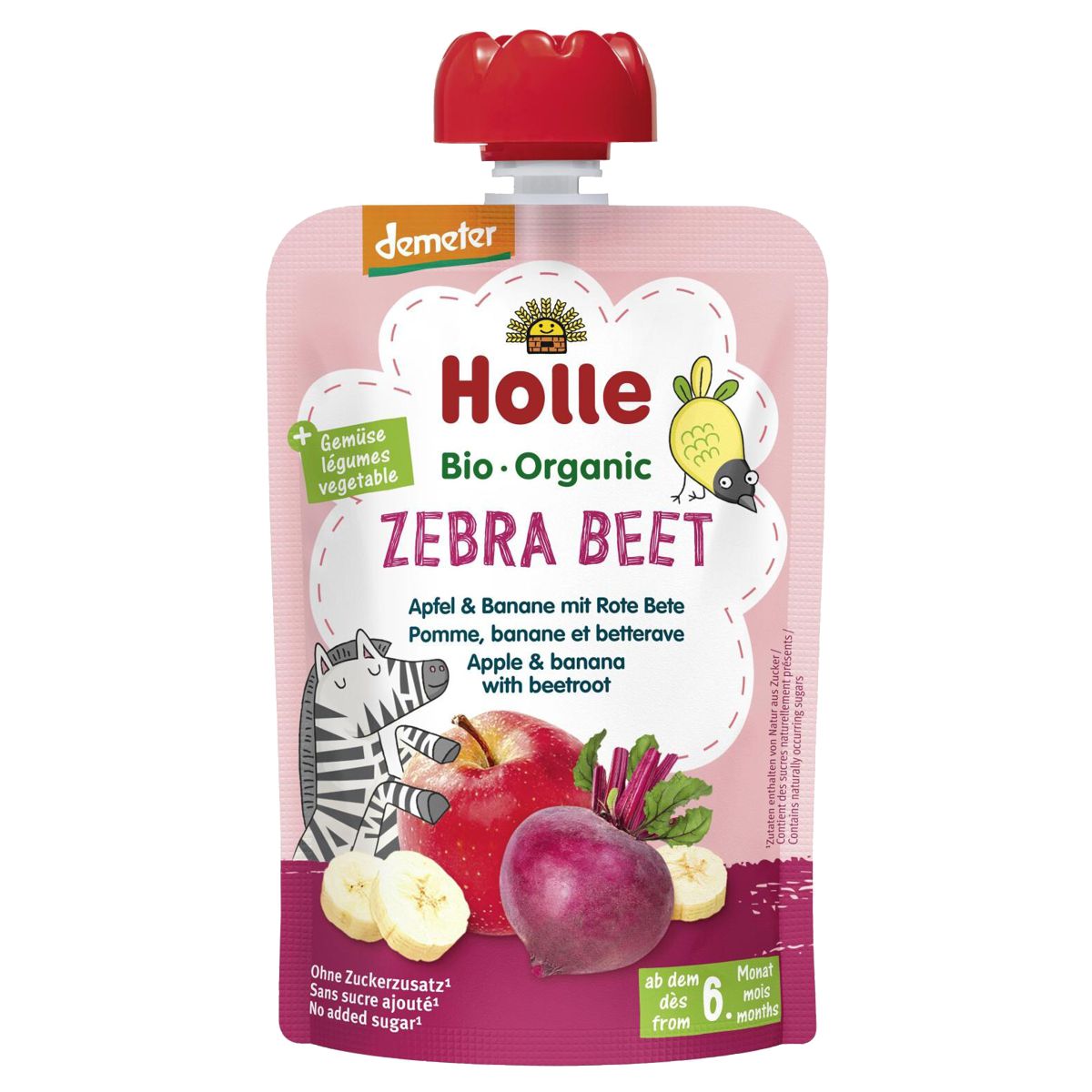 Holle Zebra Beet Pouchy Apfel Babane rote Beete 6x 100 g Holle Zebra Beet Pouchy Apfel Babane rote Beete 6x 100 g