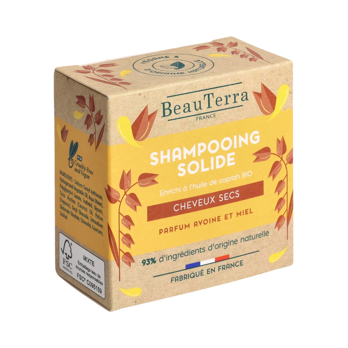 BeauTerra Festes Shampoo trockenes beschädigtes Haar 75 g