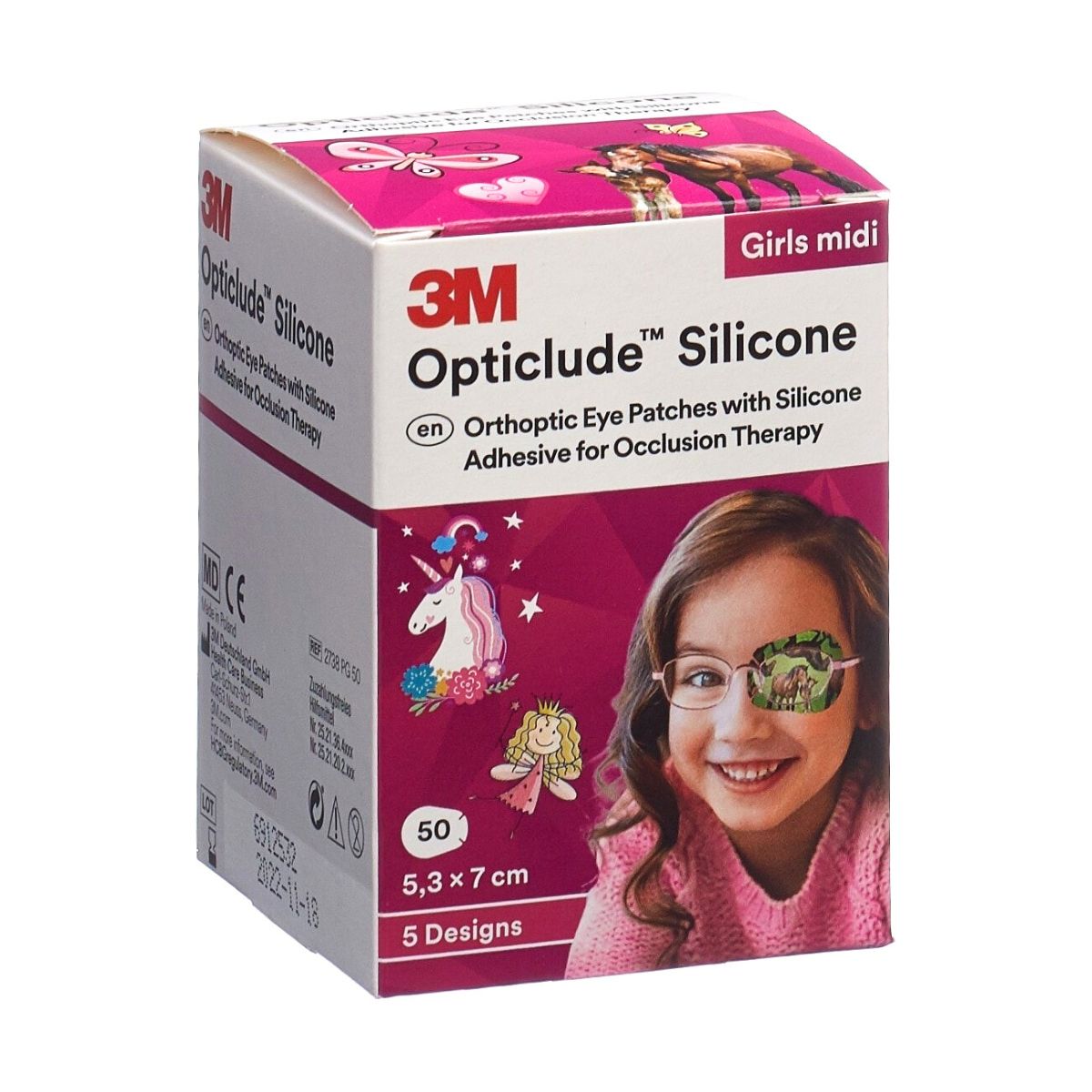 3M OPTICLUDE Silicone Augenverband 5.3x7cm Midi Girls 50 Stück