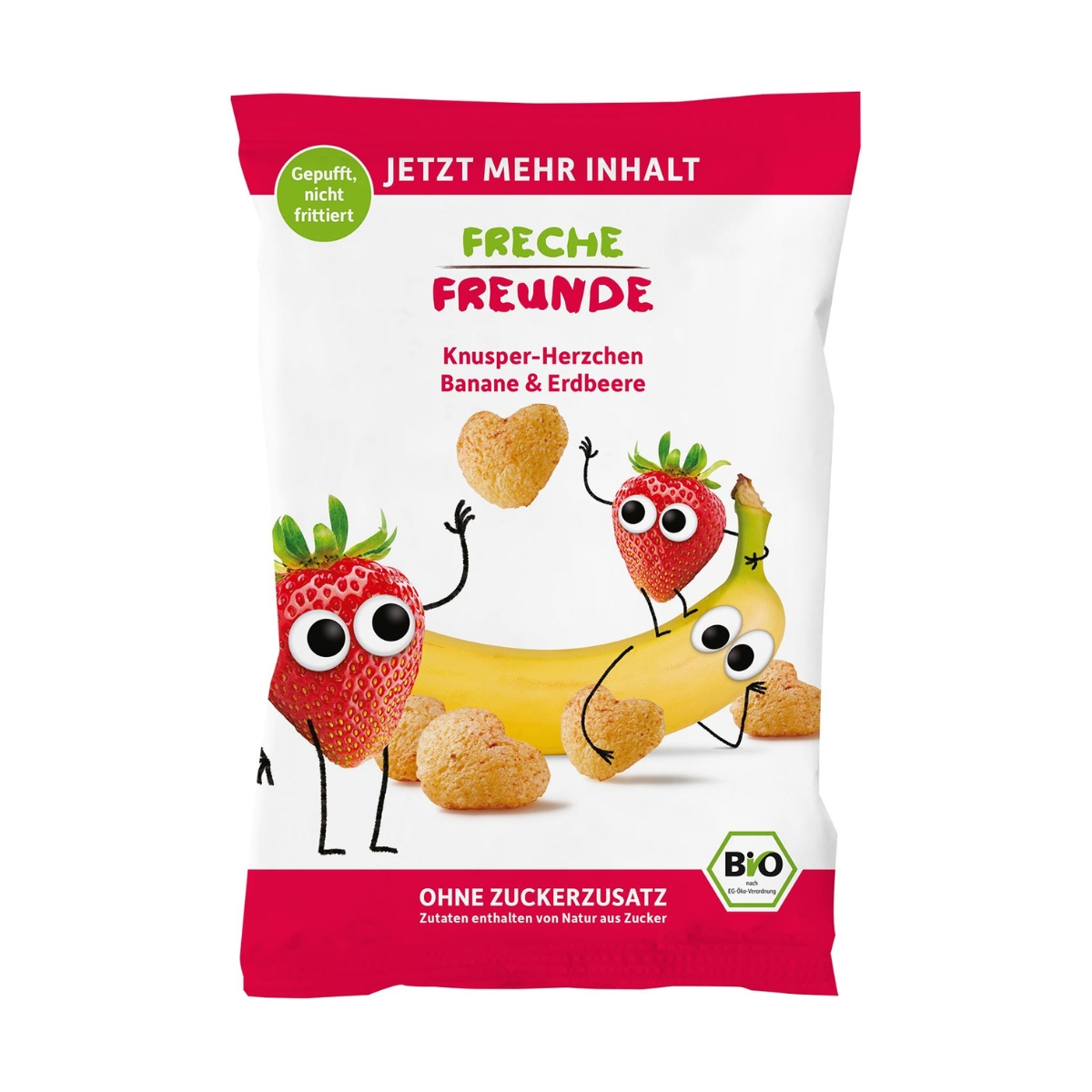 Petits cœurs croustillants à la banane et à la fraise 30 g Petits cœurs croustillants à la banane et à la fraise 30 g