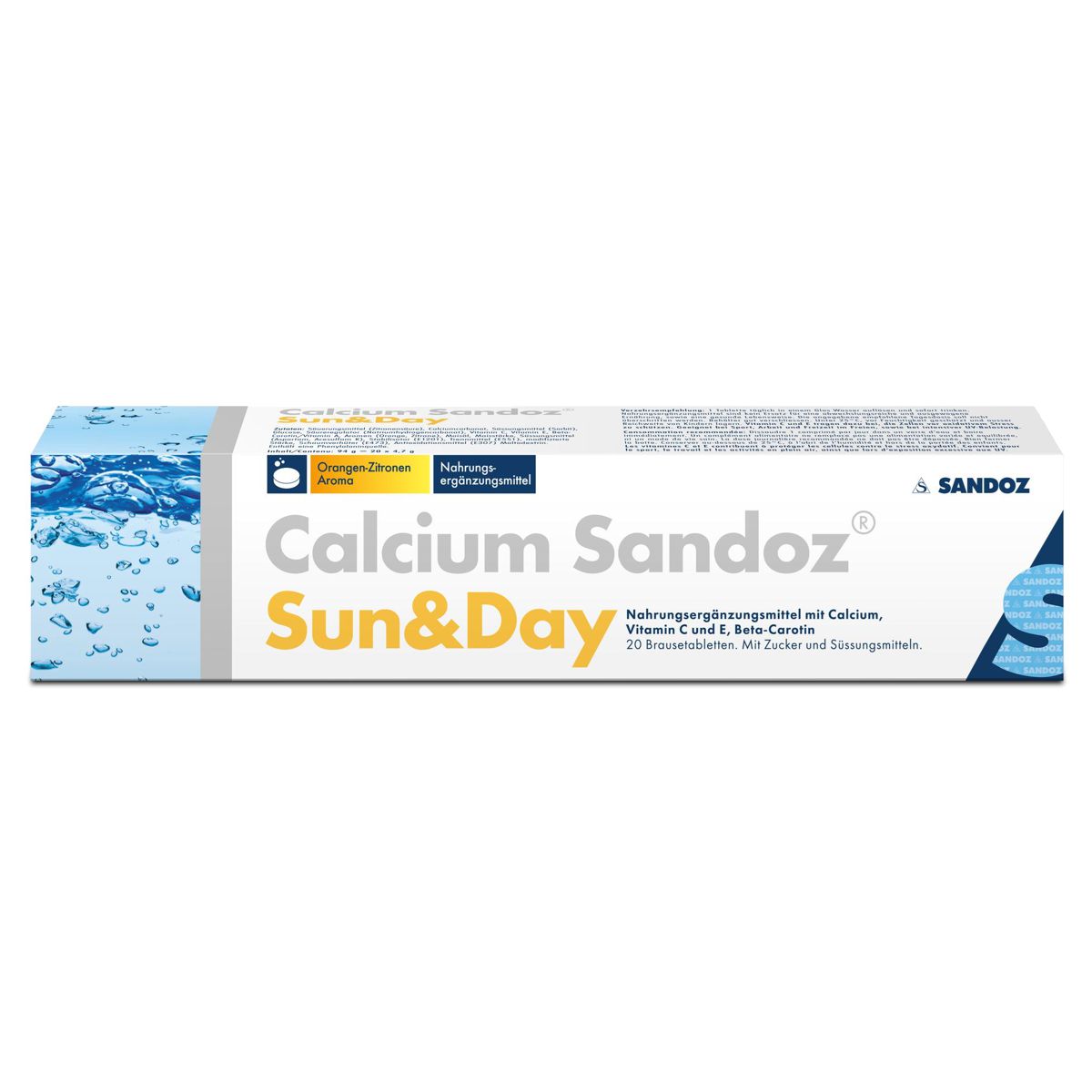 Calcium Sandoz Sun & Day Brausetabletten 20 Stück Calcium Sandoz Sun & Day Brausetabletten 20 Stück