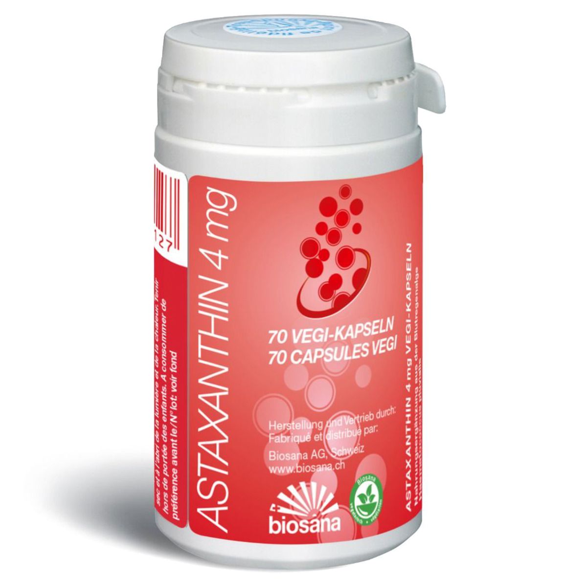 Biosana Astaxanthin Kapseln 4 mg Dose 70 Stück Biosana Astaxanthin Kapseln 4 mg Dose 70 Stück