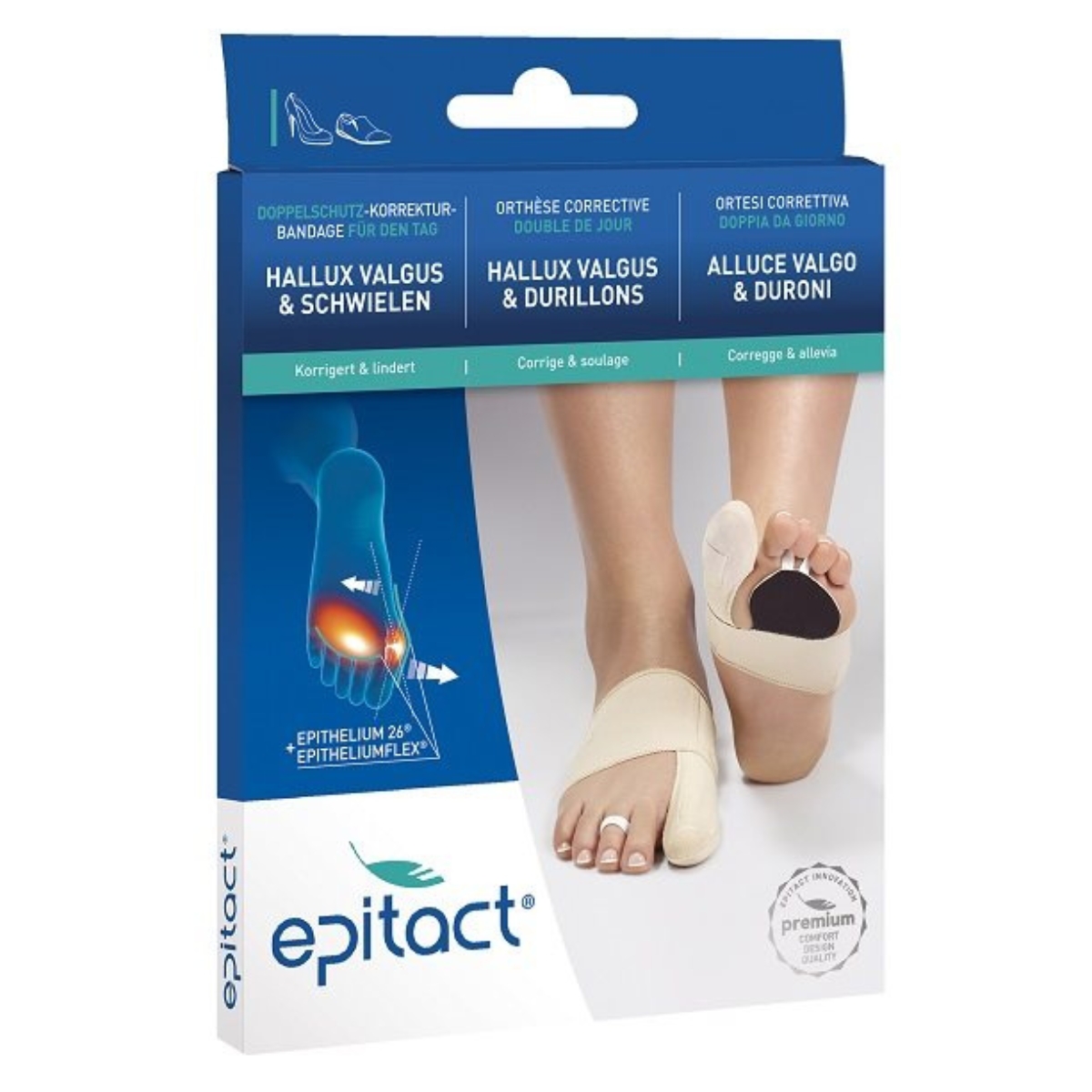 Epitact Flex Doppelschutz Korrekturbandage Hallux Tag M 21.5-23 cm rechts