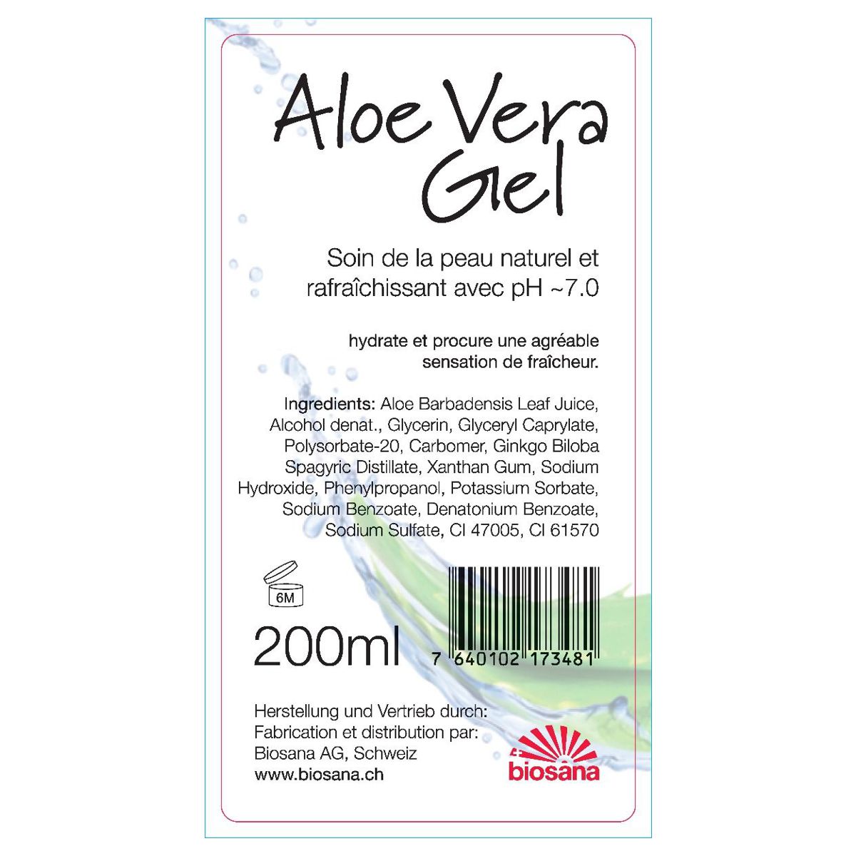Biosana Aloe Vera Gel Flasche 200 ml