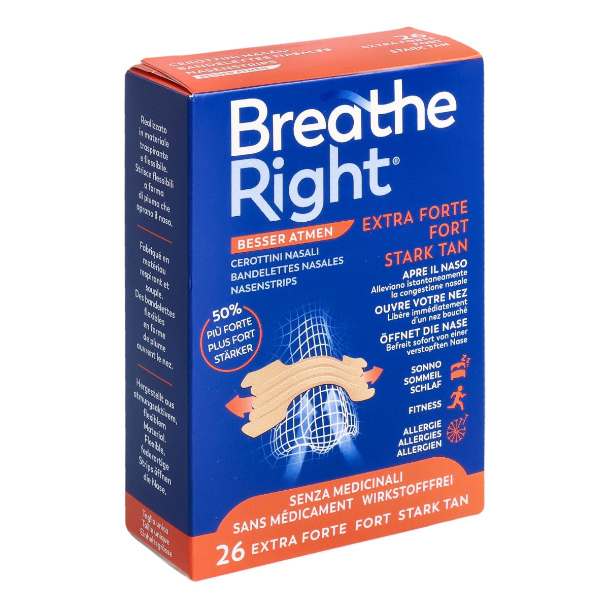 Breathe Right Nasenpflaster Extra Strength Tan 26 Stück