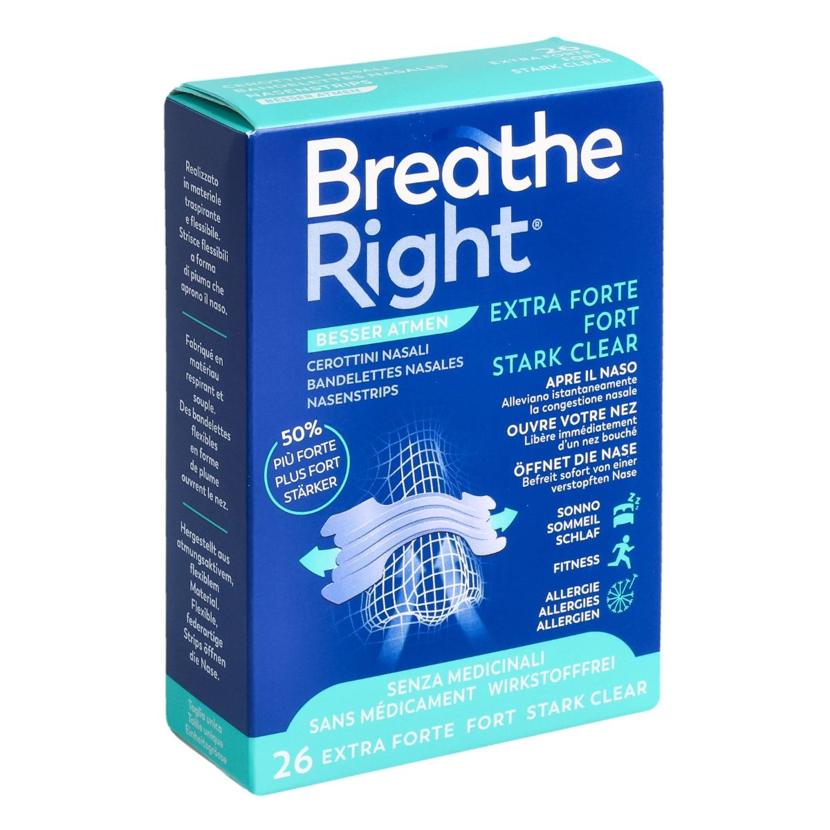 Breathe Right Nasenpflaster Extra Strength Clear 26 Stück
