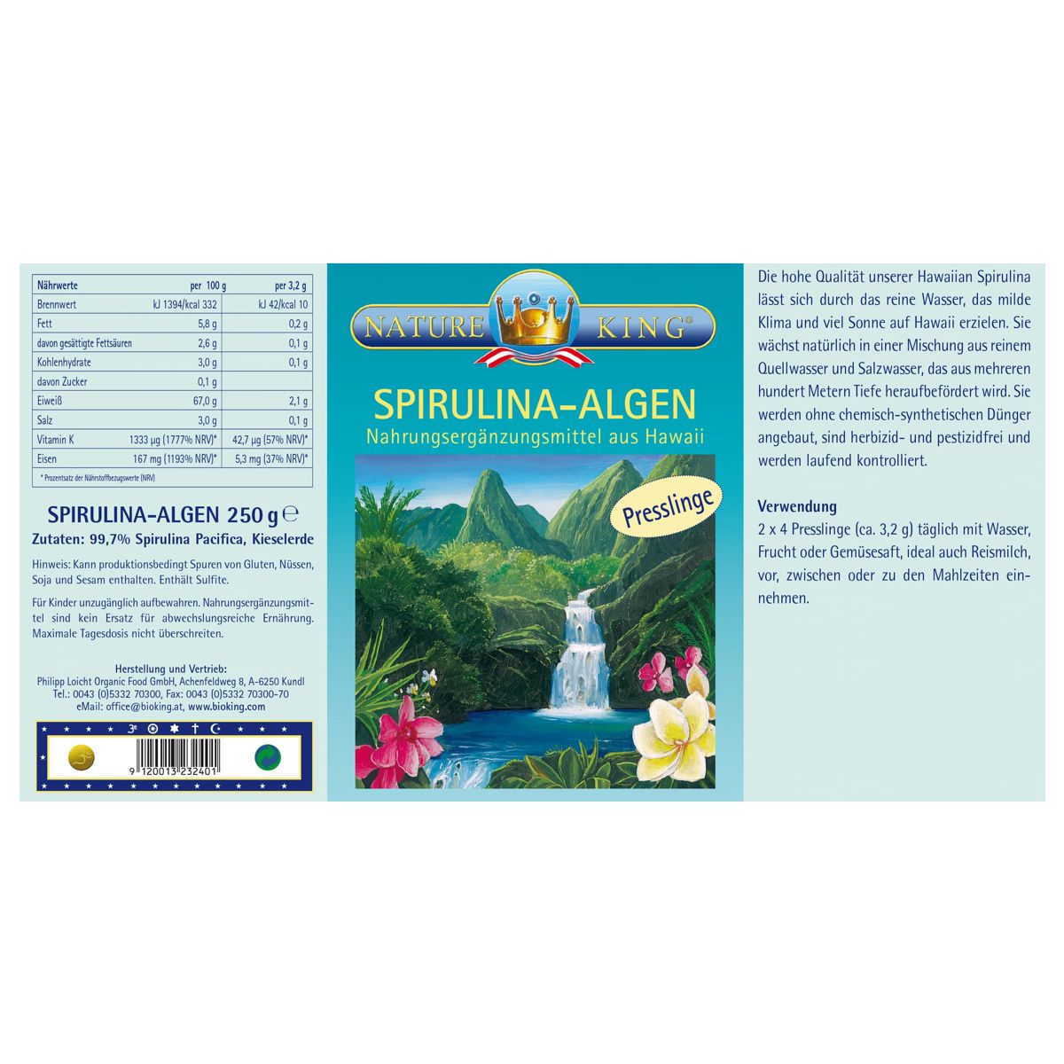 Bioking Spirulina Presslinge Hawaii Ds 250 g Bioking Spirulina Presslinge Hawaii Ds 250 g