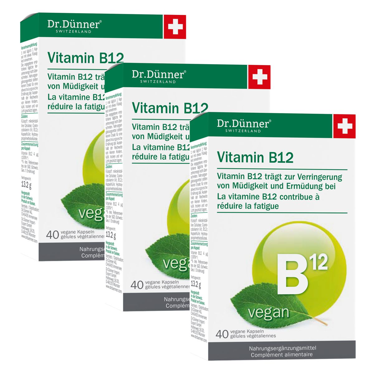 Dr. Dünner Vitamin B12 Kapseln vegan 3x 40 Stück Dr. Dünner Vitamin B12 Kapseln vegan 3x 40 Stück