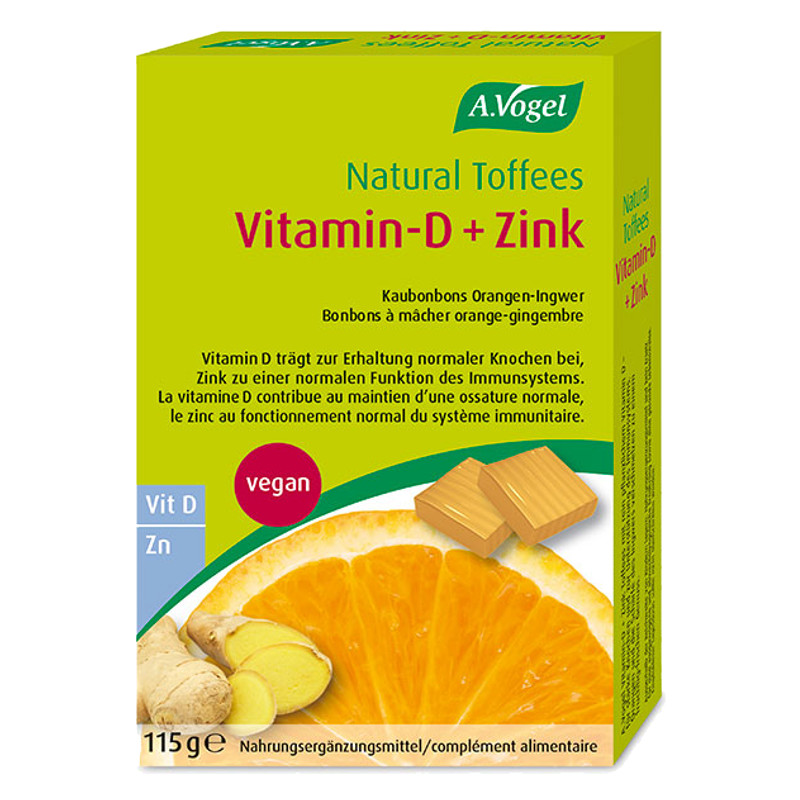 A.Vogel Natural Toffees Orangen-Ingwer mit Vitamin-D+Zink 115 g A.Vogel Natural Toffees Orangen-Ingwer mit Vitamin-D+Zink 115 g