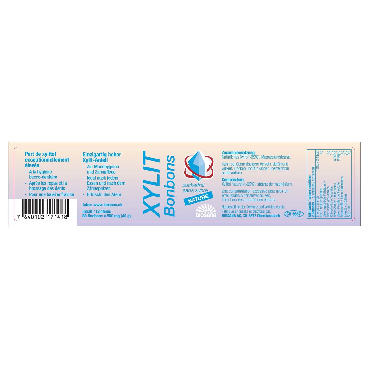 Biosana Xylit Bonbons Nature 80 Stück Biosana Xylit Bonbons Nature 80 Stück