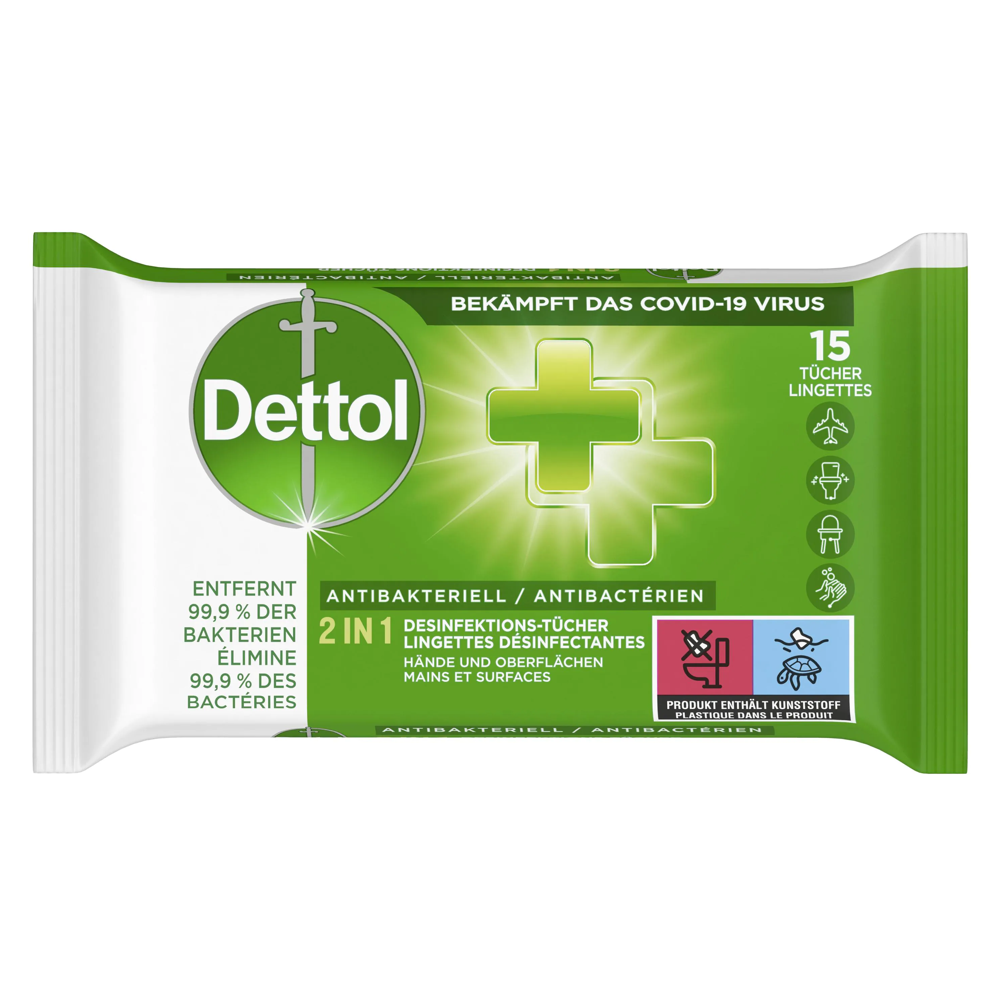 DETTOL 2in1 Desinfektions-Tücher 15 Stück DETTOL 2in1 Desinfektions-Tücher 15 Stück