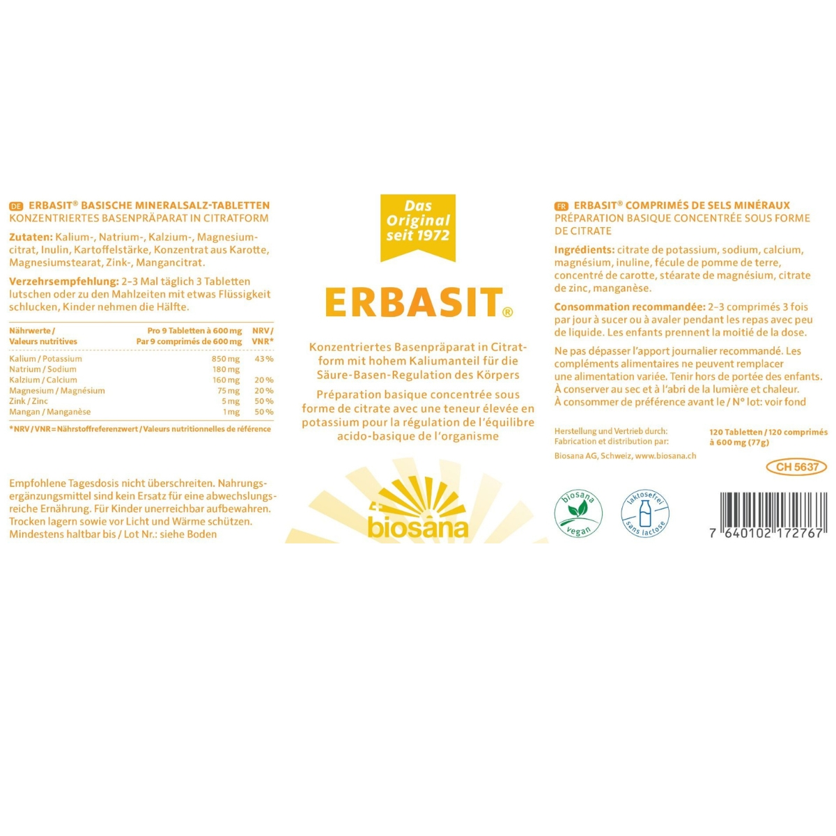 Biosana Erbasit Mineralsalz Tabletten 128 Stück Biosana Erbasit Mineralsalz Tabletten 128 Stück