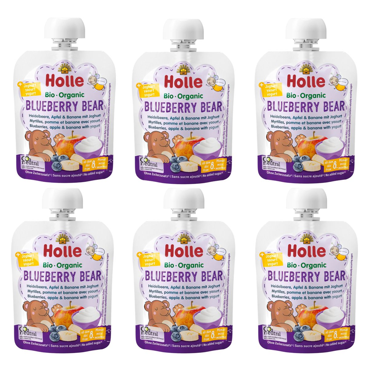 Holle Blueberry Bear Pouchy Heidelbeere Apfel Banane Joghurt 6x 85 g Holle Blueberry Bear Pouchy Heidelbeere Apfel Banane Joghurt 6x 85 g