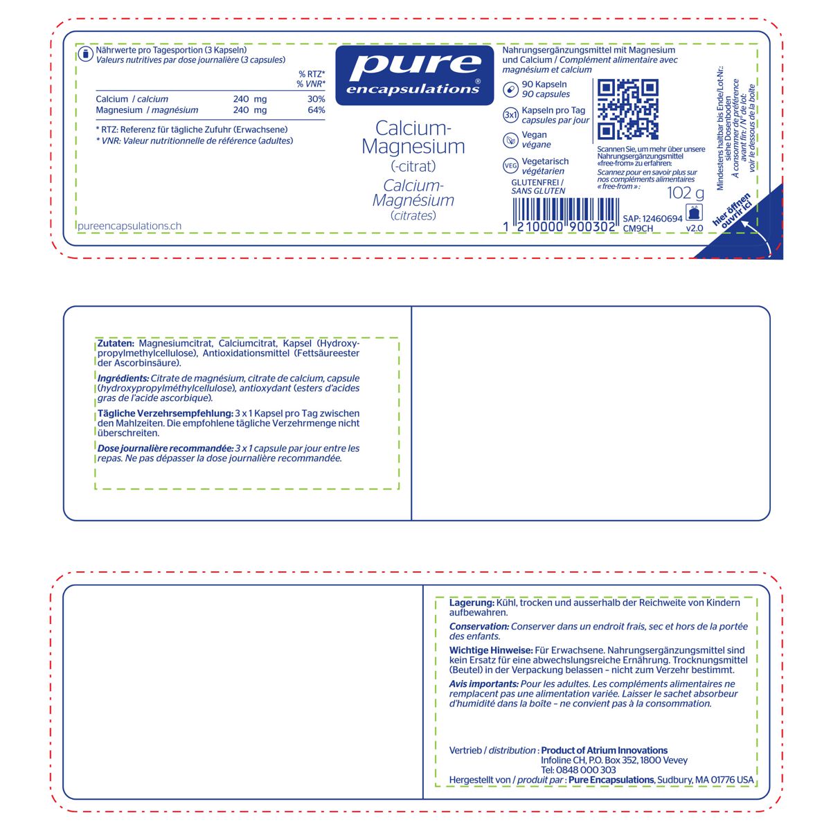 Pure Calcium-Magnesium Kapseln Dose 90 Stück Pure Calcium-Magnesium Kapseln Dose 90 Stück