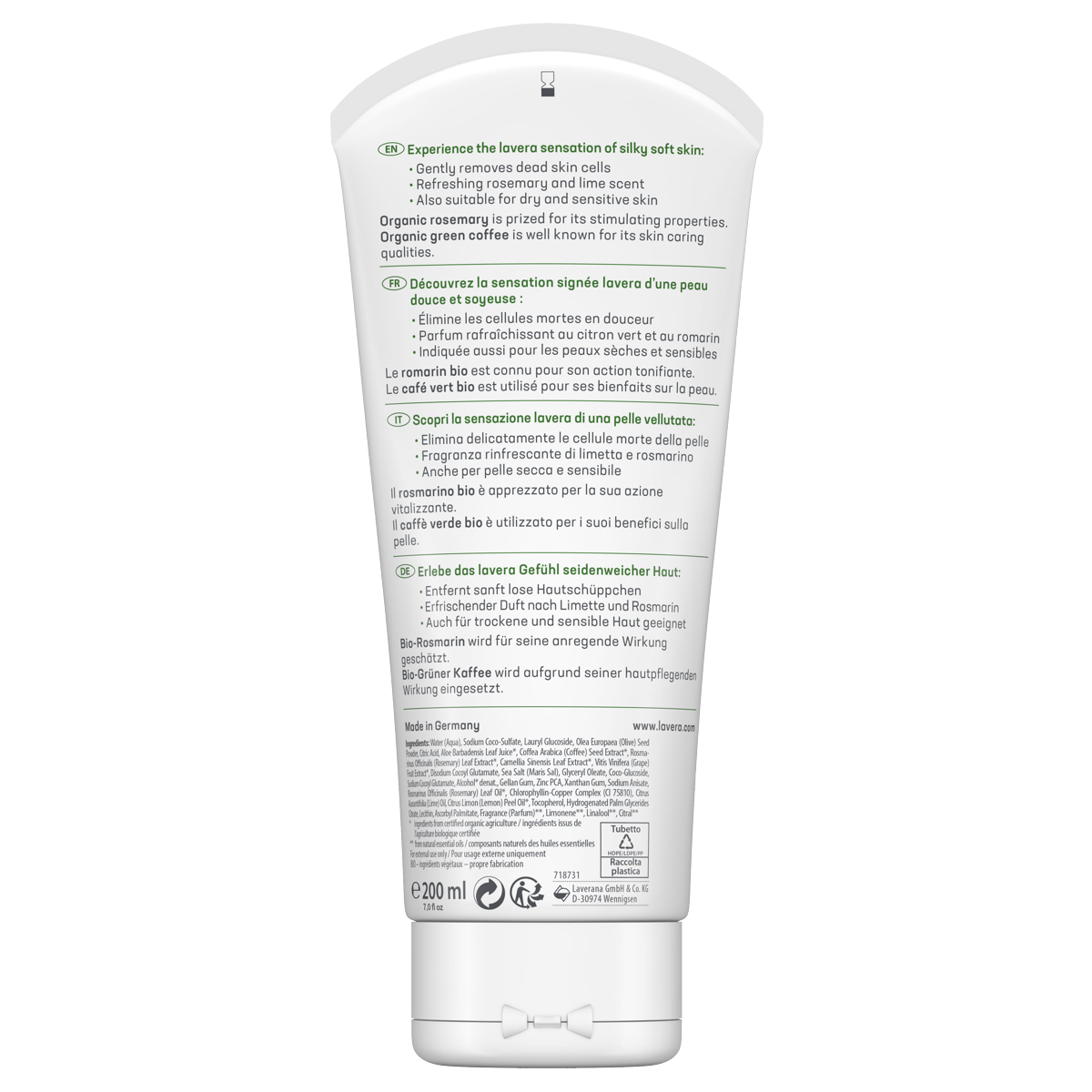 Lavera Dusch Peeling Bio Rosmarin & Bio grüner Kaffee 200 ml